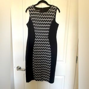 Evan-Picone Black Label black and white sleeveless dress.